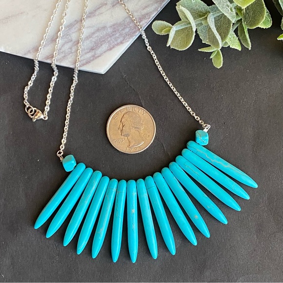 Turquoise Necklace Pib Necklace blue Natural Gemstone silver handmade je… - Picture 2 of 4